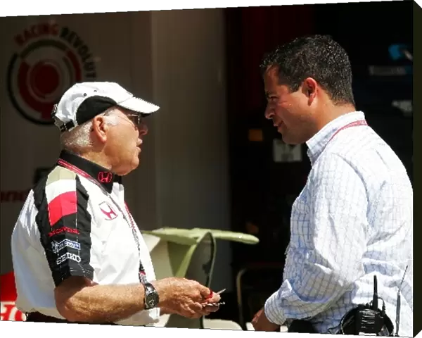 Formula One World Championship: Murray Walker talks with Ted Kravitz ITV-F1 Pitlane Reporter