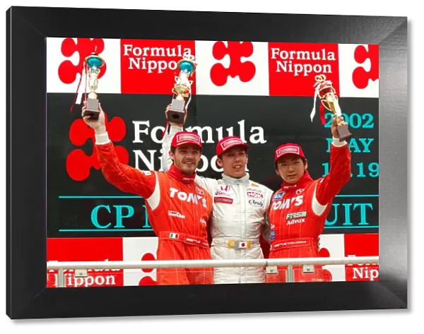 2002 Japanese Formula Three Mine, Japan. 19th May 2002. Race podium. World Copyright: Yasushi Ishihara  /  LAT Photographic ref: Digital Image Only