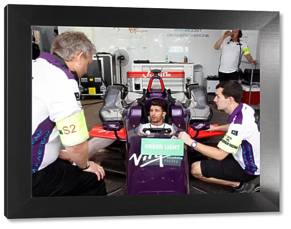 Jose Maria Lopez takes a seat in the DS Virgin Racing Car. Buenos Aires ePrix. Buenos Aires, Argentina, South America Saturday 6 February 2016 Photo: Adam Warner  /  LAT  /  Aguri ref: Digital Image _A8C9329