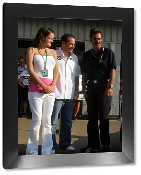 Formula One World Championship: Johanna Villeneuve with her new husband Jacques Villeneuve BMW Sauber F1, Dr Mario Theissen BMW Sauber F1 Team