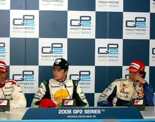 GP2 Series: Lewis Hamilton ART, Nelson Angelo Piquet Hi-Tech Piquet Sports and Adrian Valles Campos Racing