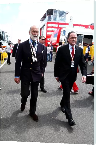 Formula One World Championship: Prince Michael of Kent with Colin Hilton Chief Executive of the Motor Sports Association