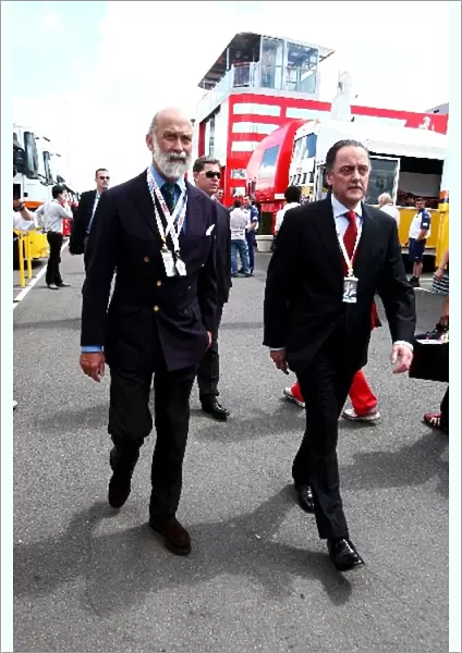Formula One World Championship: Prince Michael of Kent with Colin Hilton Chief Executive of the Motor Sports Association