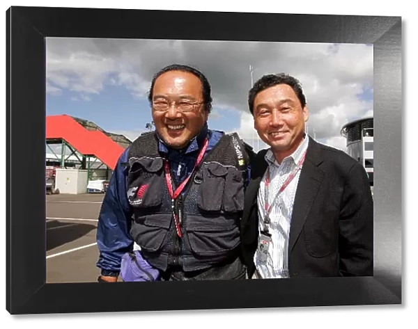 Formula One World Championship: Hiroshi Kaneko Photographer with Satoru Nakjima Former F1 driver