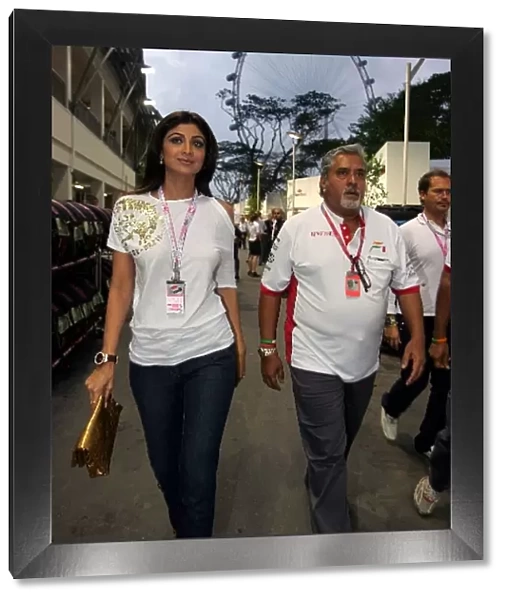 Formula One World Championship: Shilpa Shetty Actress and Model with Dr. Vijay Mallya Force India F1 Team Owner