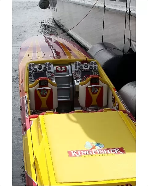 Formula One World Championship: Kingfisher Boat in the harbour