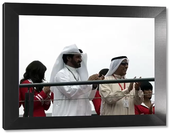 GP2 Asia Series: Saeed Khalfan Chairman of Dubai Autodrome on the podium with Anis Al Jallaf, Union Properties