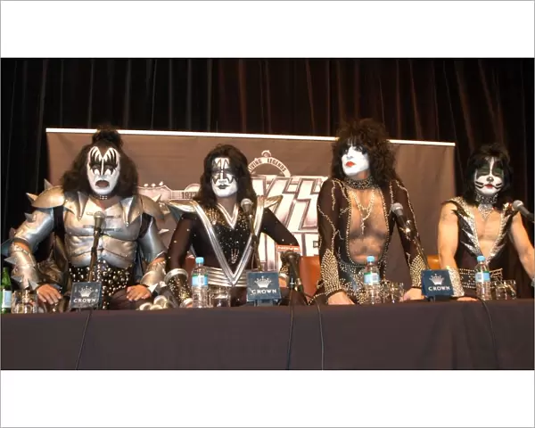Formula One World Championship: Rock legends Kiss at the press conference, L-R: Gene Simmons, Tommy Thayer, Paul Stanley and Eric Singer