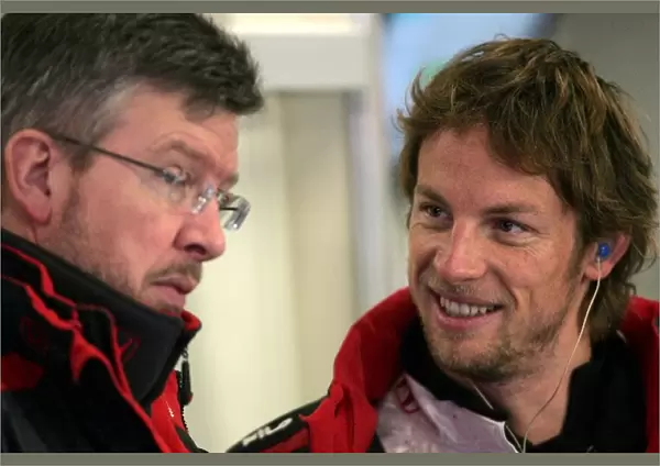 Formula One Testing: Ross Brawn Honda Team Principal with Jenson Button Honda