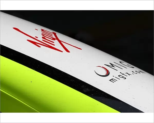 Formula One World Championship: Branding on the car of Jenson Button Brawn Grand Prix BGP 001