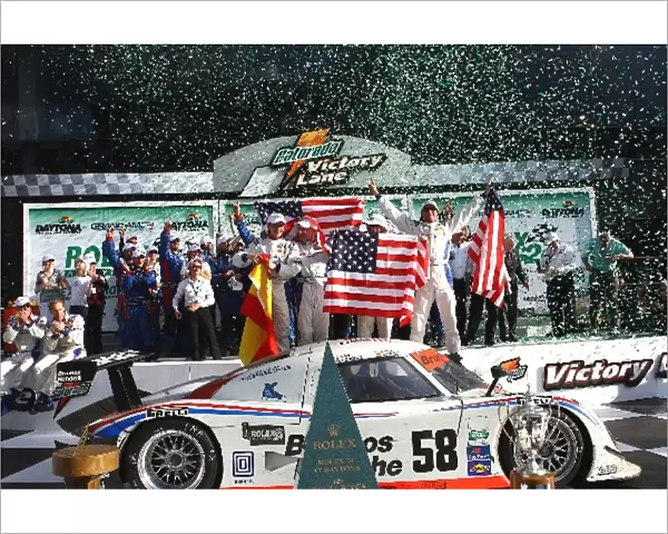 Rolex 24 at Daytona: Overall race winners L-R: Darren Law  /  Buddy Rice  /  David Donohue and Antonio Garcia Brumos Racing