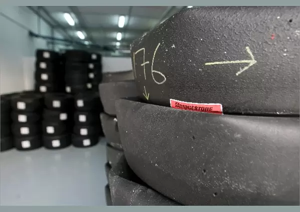 Formula One Testing: New Bridgestone slicks tyres and used slick tyres
