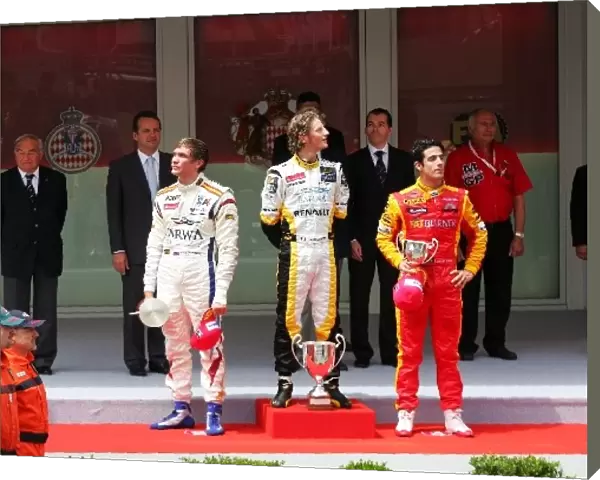 GP2 Series: The podium: Vitaly Petrov Barwa Addax Team, second; Romain Grosjean Barwa Addax Team, race winner; Lucas di Grassi Fat Burner Racing Engineering