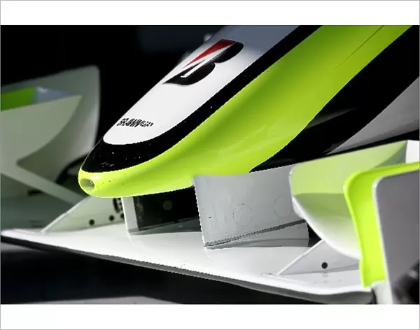 Formula One Testing: Front wing detail of the Brawn Grand Prix BGP 001