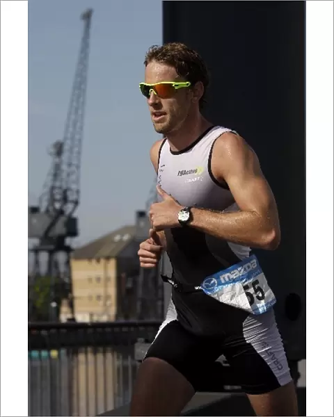 Mazda London Triathlon: Jenson Button, Brawn GP, completed the olympic distance in 2hrs 7 mins