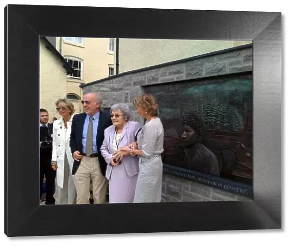 Tom Pryce Memorial Unveiling: L-R: David Richards, Gwyneth Pryce, mother of Tom Pryce, and Nella Pryce, widow of Tom Pryce, after the unveiling