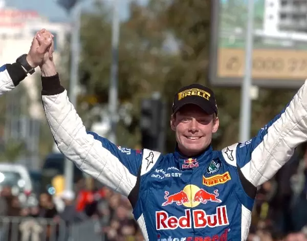 World Rally Championship: Patrik Sandell celebrates victory in the Production Championship
