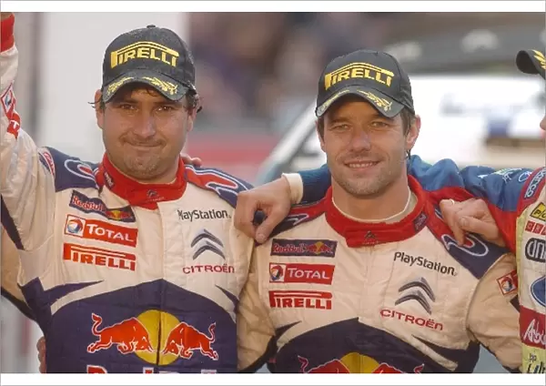 World Rally Championship: R-L: Rally winners and champions for the sixth time, Sebastien Loeb and Daniel Elena, Citroen