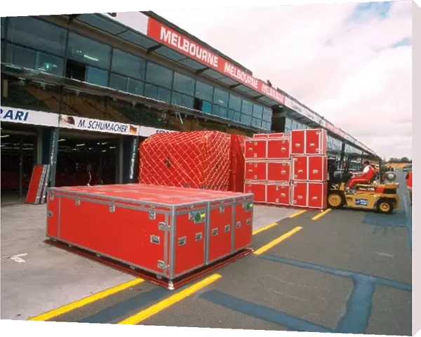 Formula One World Championship: Team packing cases at Australian GP