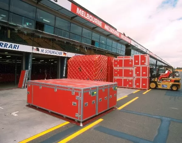 Formula One World Championship: Team packing cases at Australian GP