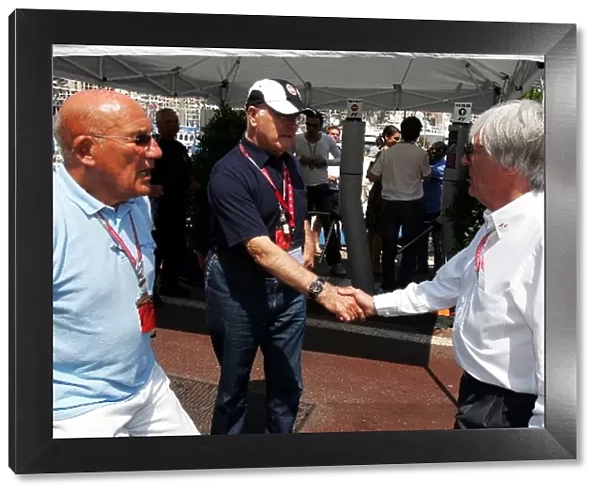 Formula One World Championship: Stirling Moss with Murray Walker and Bernie Ecclestone F1 Supremo