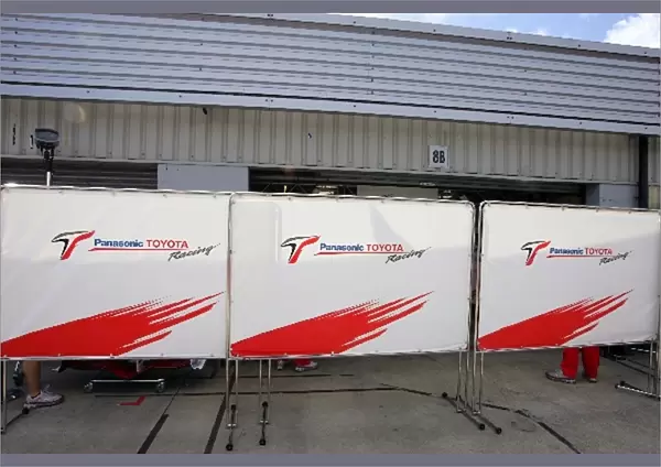 Formula One Testing: Toyota screens in front of the garage