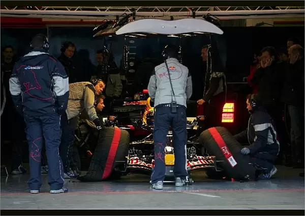Formula One Testing: Red Bull RB3 in the garage