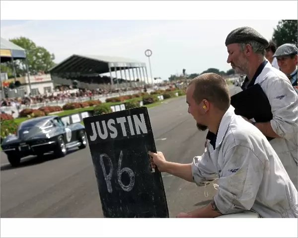 Goodwood Revival Meeting: Pitboard for Justin Law Lister Jaguar