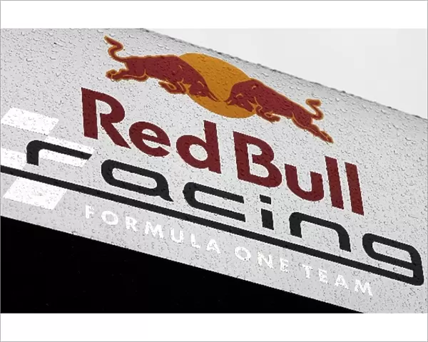 Formula One Testing: Water droplets and the Red Bull Racing logo