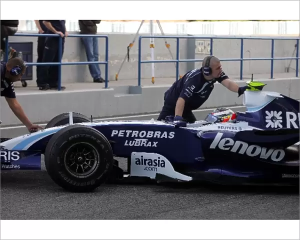 Formula One Testing: Williams not running their wheel fairings on the car of Nico Hulkenberg Williams FW29