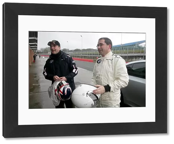 Formula BMW UK Testing: L-R: Nigel Mansell talks with Wolfgang Obermaier BMW UK Financial Director