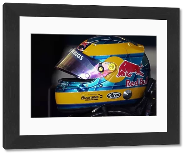 Formula One Testing: Helmet of Sebastien Bourdais Scuderia Toro Rosso in the garage