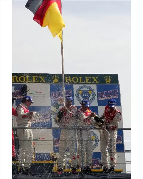 Le Mans 24 Hours: The podium finishers spray champagne