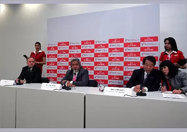 Toyota Launch: John Howett President of Toyota F1, Dr. Vijay Mallya, CEO Kingfisher with Kazuo Okamoto Toyota