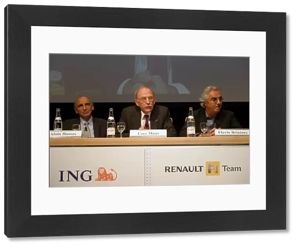 ING Press Conference: Alain Dassas Renault F1 Team President, Cees Ms, Vice-Chairman Executive Board and CFO of ING Group and Flavio Briatore