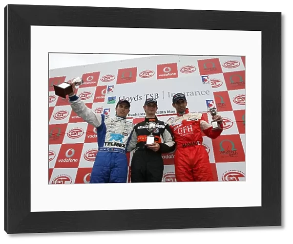 British Formula 3 Championship: National class podium: Sergio Perez T-Sport, Michael Meadows Master Motorsport and Salman Al Khalifa Promatecme F3