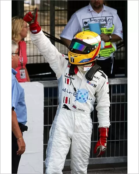 GP2 Series: Third placed Lewis Hamilton ART Grand Prix celebrates in parc ferme