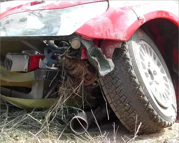 FIA World Rally Championship: The Citroen C4 WRC of Sebastien Loeb after they retired on Stage 13 with broken front suspension