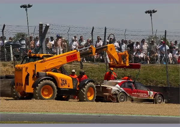 DTM: The car of Vanina Ickx Audi A4 DTM is pulled from the gravel