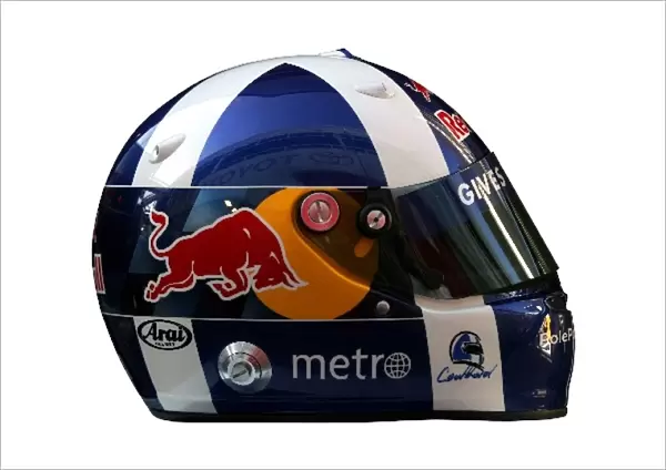 Formula One Testing: Helmet of David Coulthard Red Bull Racing