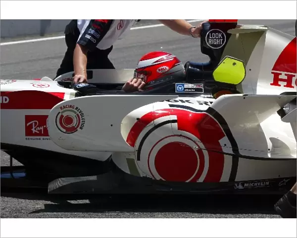 Formula One Testing: Aerodynamic detail on the car of James Rossiter Honda Racing F1 Team Test Driver
