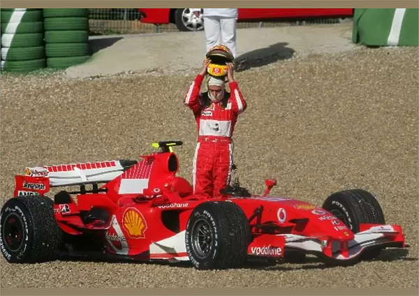 Formula One Testing: Luca Badoer Ferrari F248 stops in the gravel
