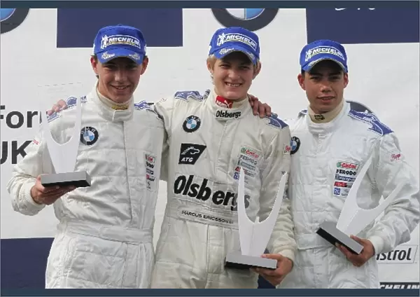 Formula BMW UK: Jordan Williams Team Loctite 3rd, Marcus Ericsson Fortec Motorsport 1st and Jonathan Legris Motaworld Racing 2nd