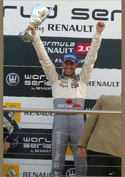 Formula Renault Eurocup: Race winner Chris van der Drift on the podium for race one