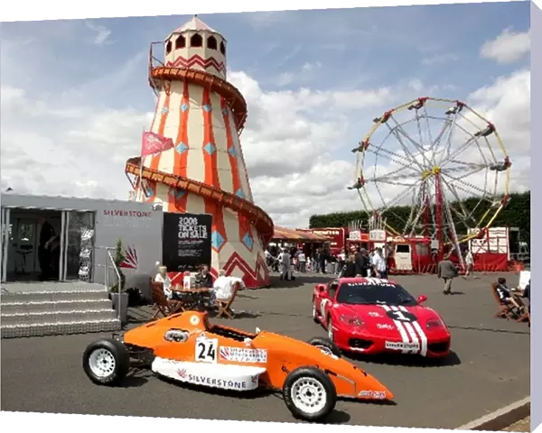 Silverstone Classic: Silverstone Formula Ford car with the Fun Fair