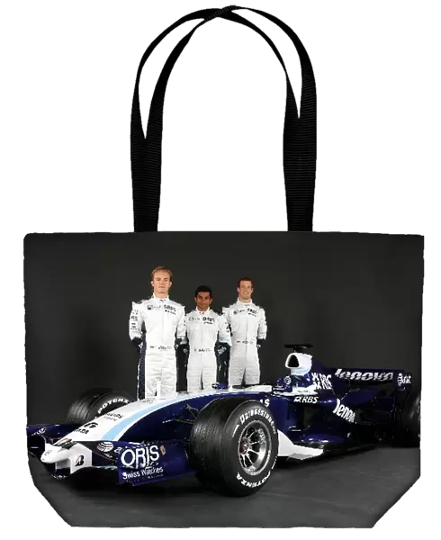 Williams FW29 Presentation: L-R Team mates Nico Rosberg, Narain Karthikeyan and Alex Wurz with the new Williams FW29
