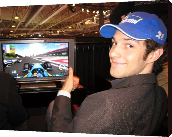 Autosport International Show: Bruno Senna watches a Formula One computer game