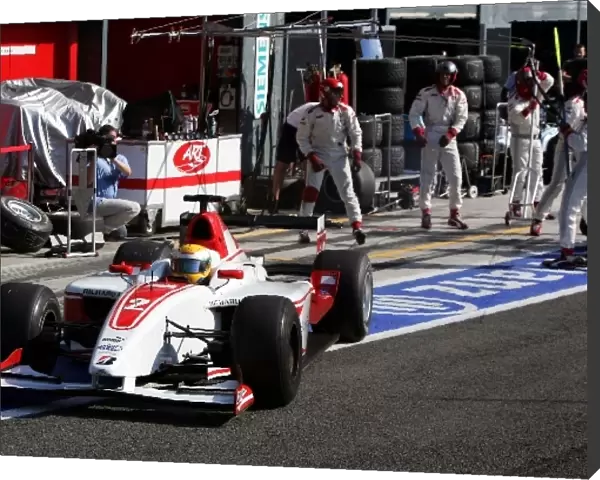 GP2: Lewis Hamilton ART Grand Prix makes a pit stop