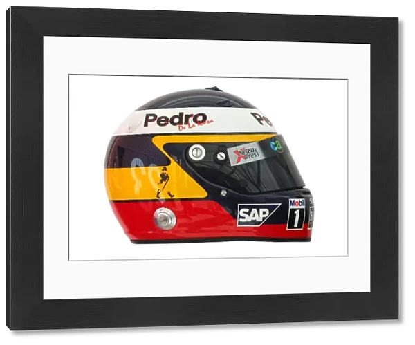 Formula One Testing: The helmet of Pedro de la Rosa McLaren Mercedes