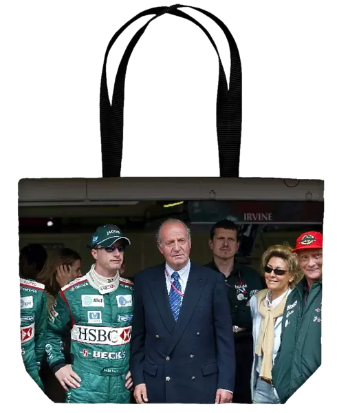 Formula One World Championship: HRH King Juan Carlos of Spain with Eddie Irvine Jaguar